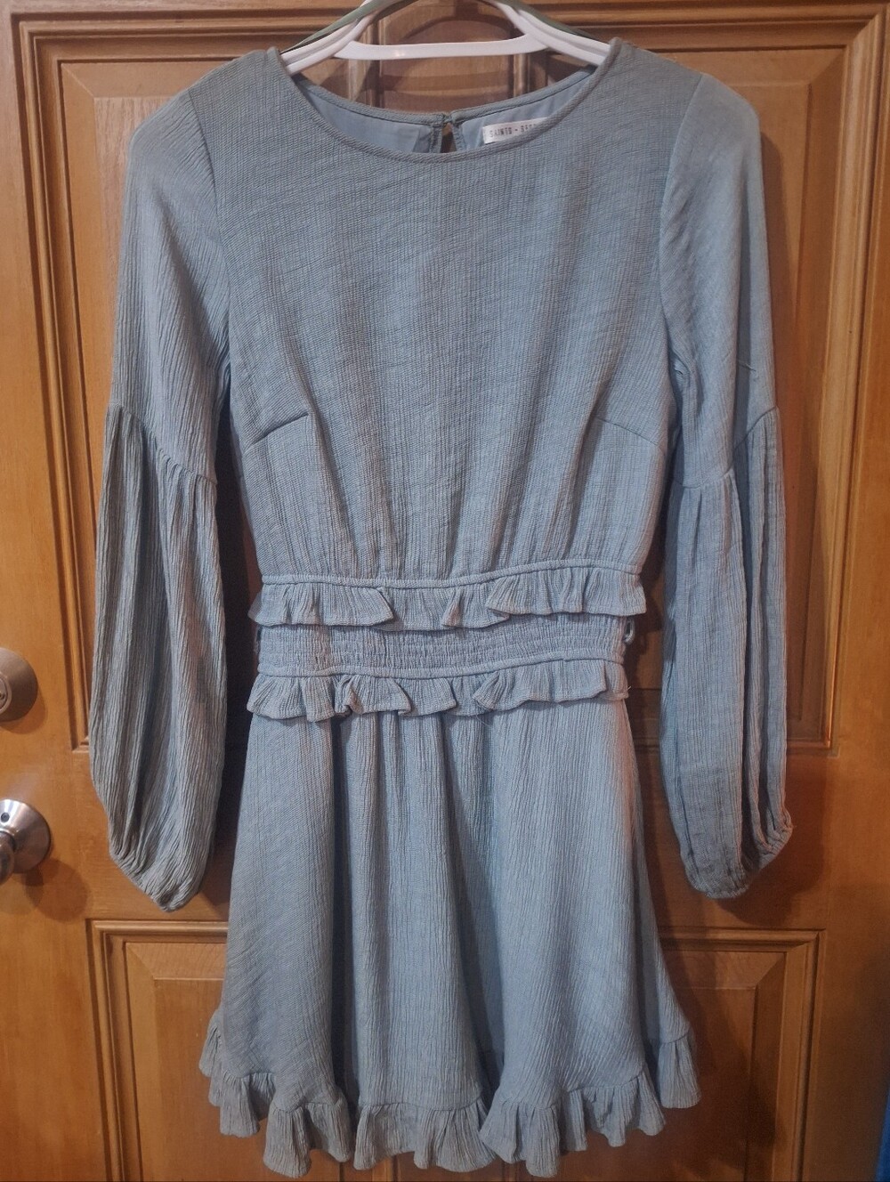 Womens Light Green Ruffle Waist Dress Sz Med
